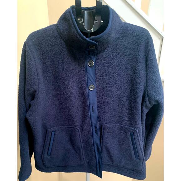 Croft & Barrow Women's XXL Navy Button-down Sherpa Jacket - Picture 1 of 6